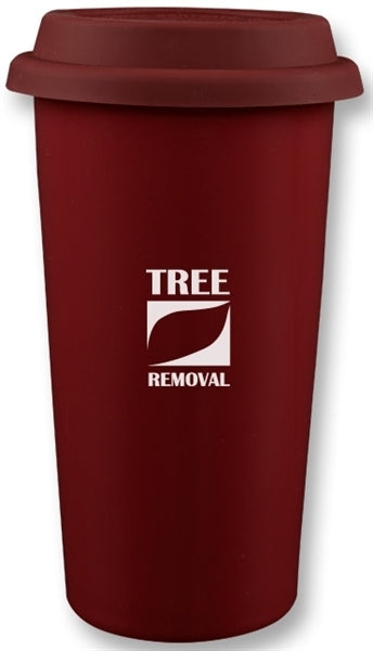 Cape Breton 12oz 2tone burgundy/white glossy double wall tumbler