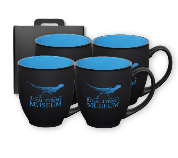 ~ Bistro 16oz 2tone black/sky blue mug S/4 in Raven gift box