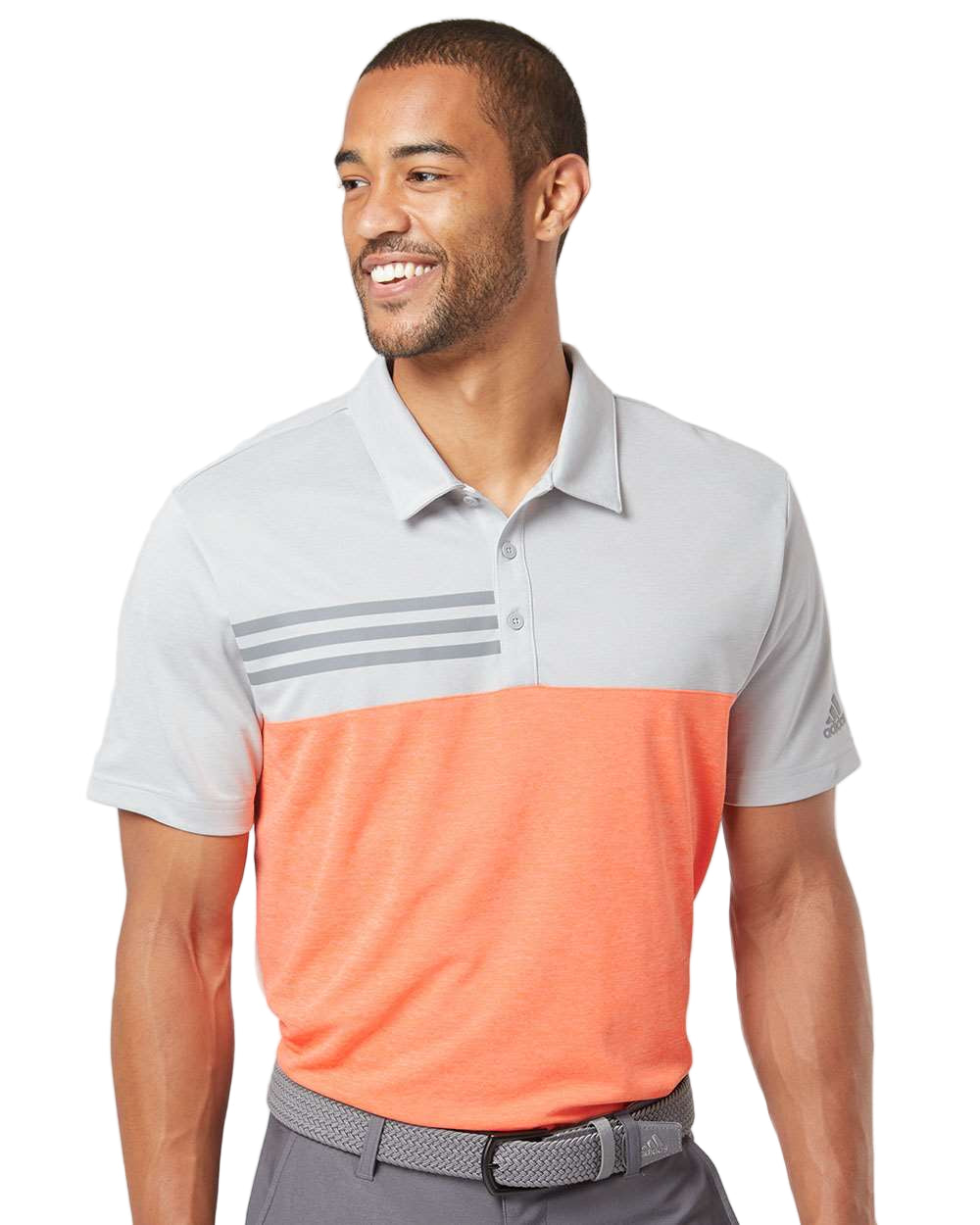 Adidas Heathered Colorblock 3-Stripes Polo