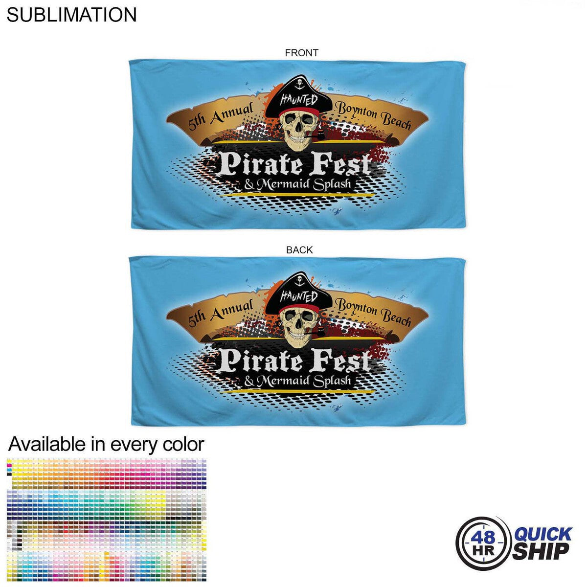 48Hr Quick Ship - Absorbent Microfiber Dri-Lite Terry Beach, Shower Towel, 30x60, Sublimated 2 sides