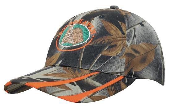 Leaf Print Camouflage Cap w/Laminated Two Tone Peak