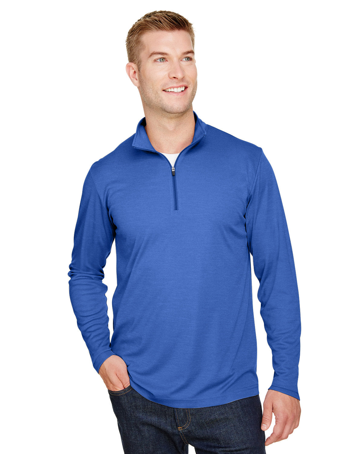 000223 Team 365 Men's Zone Sonic Heather Performance Quarter-Zip