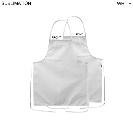 Domestic made Bib Apron, 25x31, No Pockets, Fully Sublimated Background, White or Stock Colored Ties