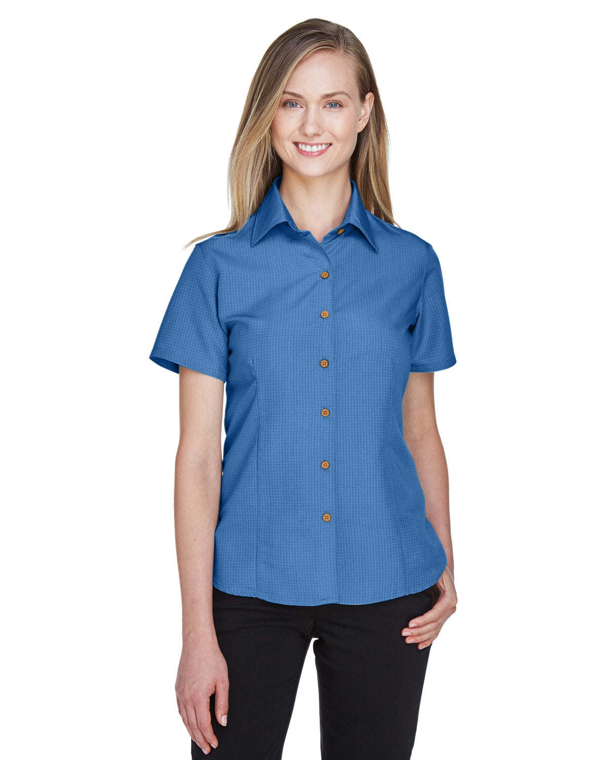 Harriton Ladies' Barbados Textured Camp Shirt
