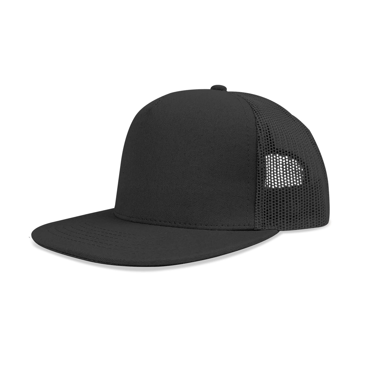 Deluxe 5 Panel Constructed Flat Peak Cotton Twill Mesh Back Cap