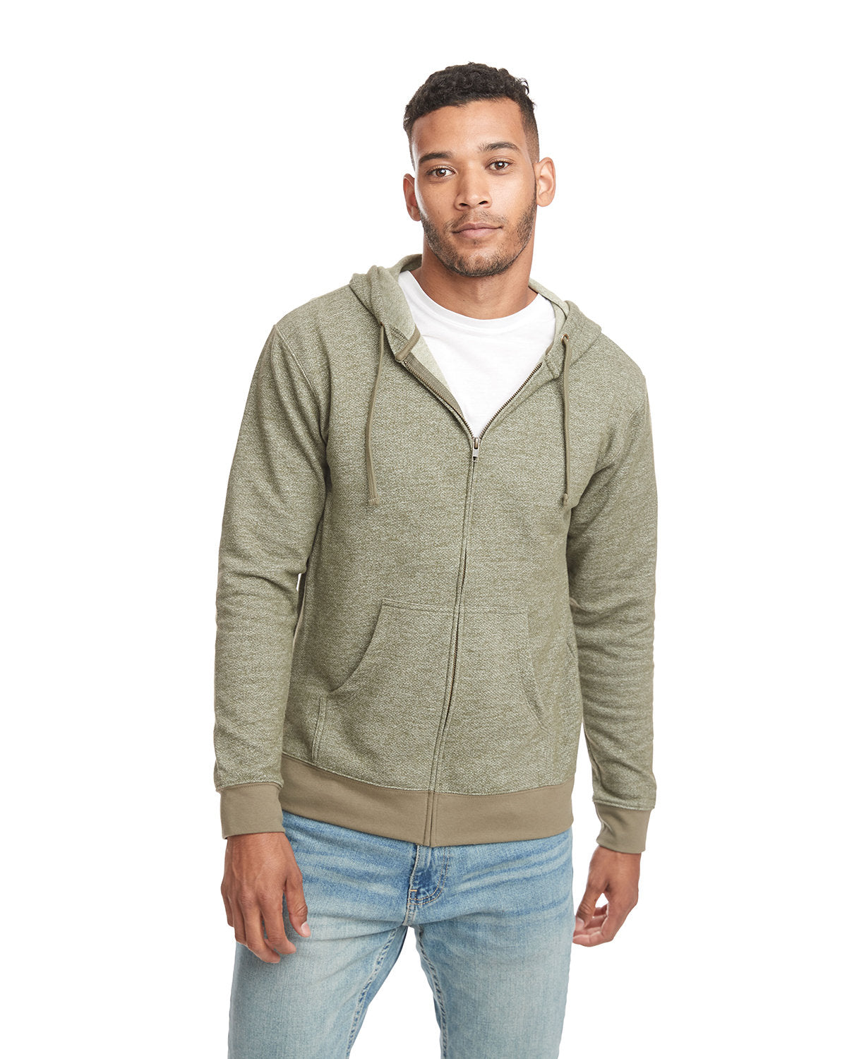 NEXT LEVEL APPAREL Adult Pacifica Denim Fleece Full-Zip Hooded Sweatshirt