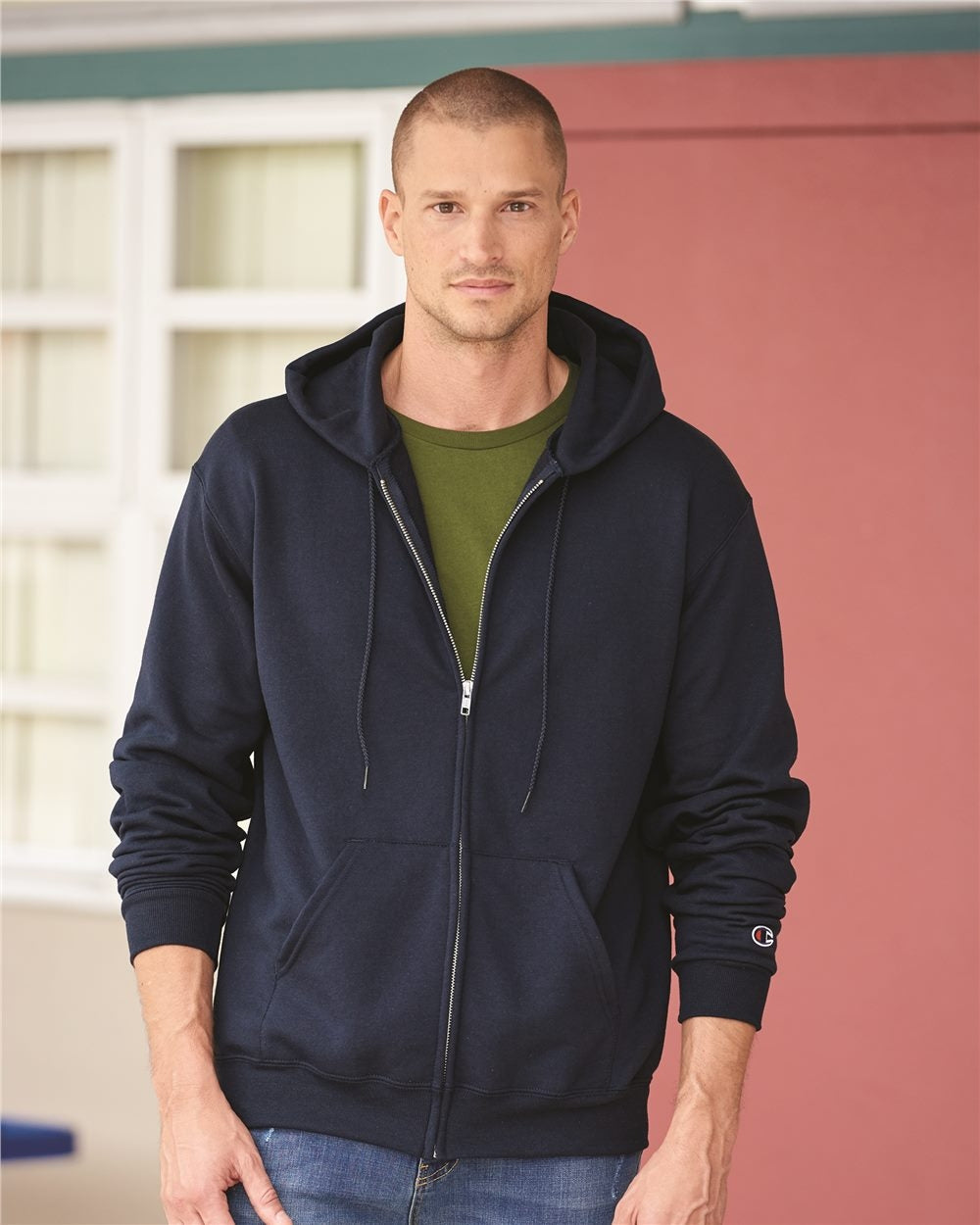 000114 Champion Powerblend Full-Zip Hooded Sweatshirt