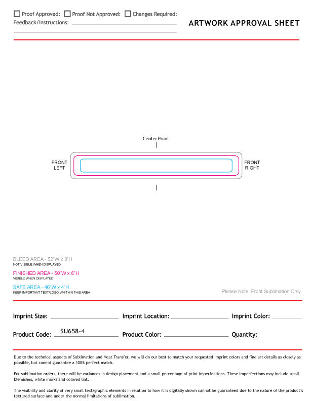 48 Hr Quick Ship - Ultra Soft and Smooth Microfleece Scarf, 6x50, Sublimated Edge to Edge 1 side