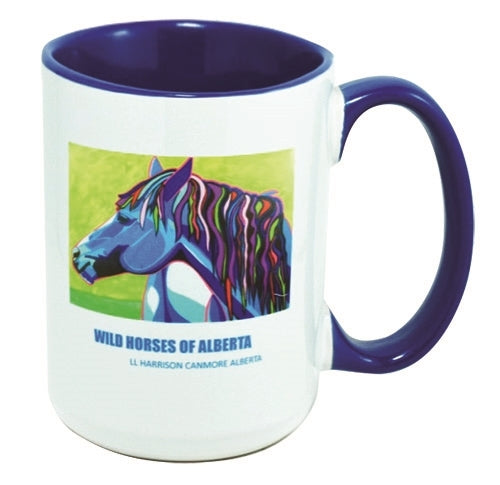 Hinton 14oz 2tone white/cobalt Sublimation mug in Ripple brown gift box