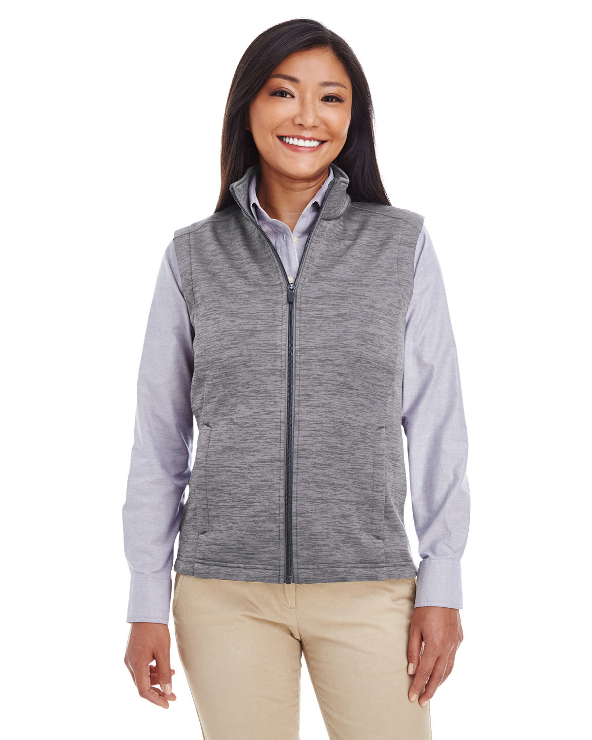 DEVON AND JONES Ladies' Newbury Mélange Fleece Vest