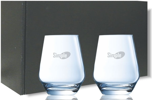 ~ Sorento 12.75oz Chef & Sommelier crystalline Stemless set of 2 in an Onyx gift box