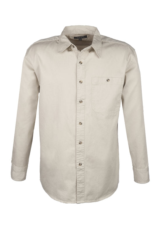 Men's 100% Cotton Twill Long Sleeve Shirt (STONE) (XS-5XL)