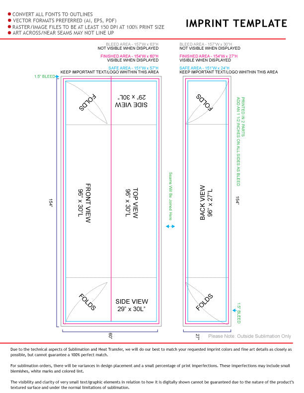 Sublimated Table Cloth for 8' table, Drape style, 4 sided, Closed Back
