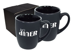 ~Cottager 12oz black mug S/2 in Mystique gift box