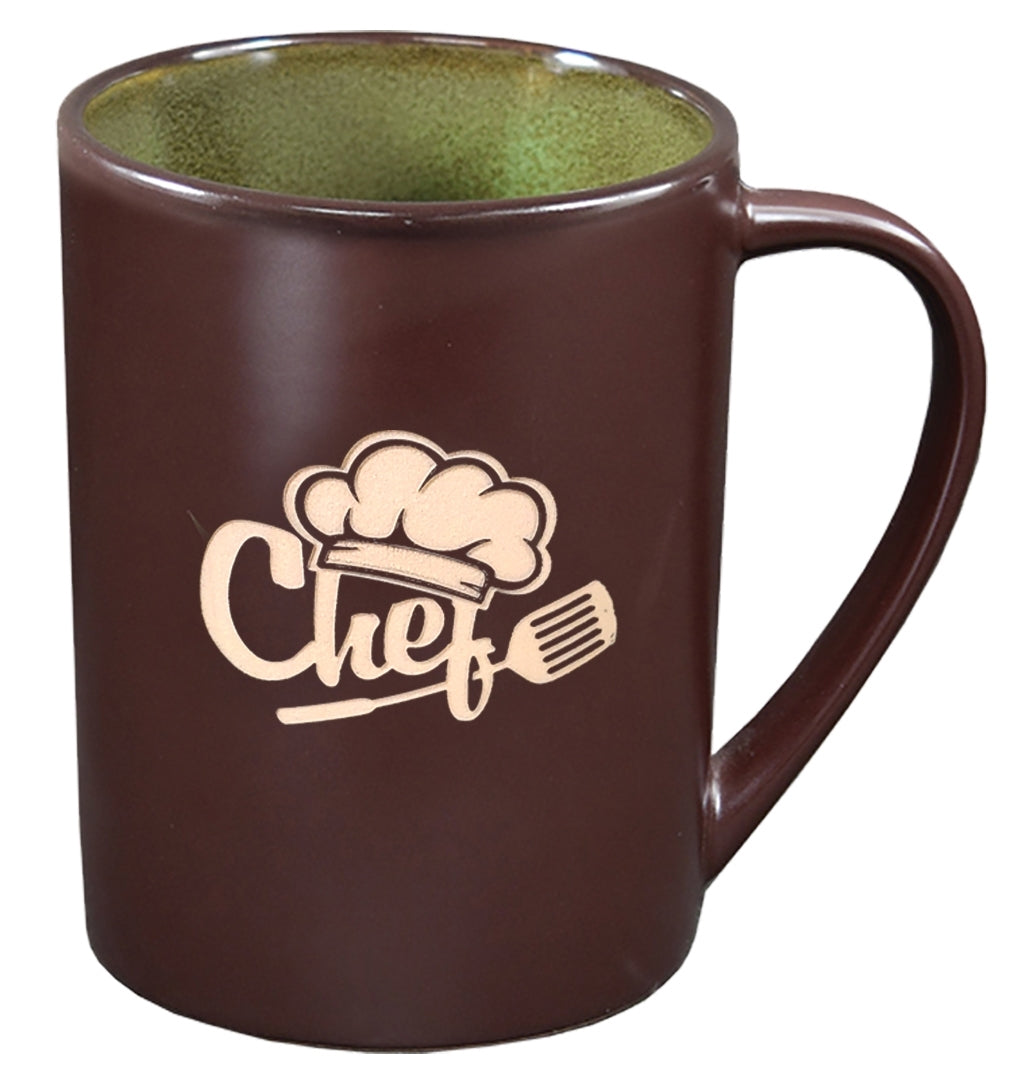 Au Chocolat 17oz 2tone brown/green mug - Etched