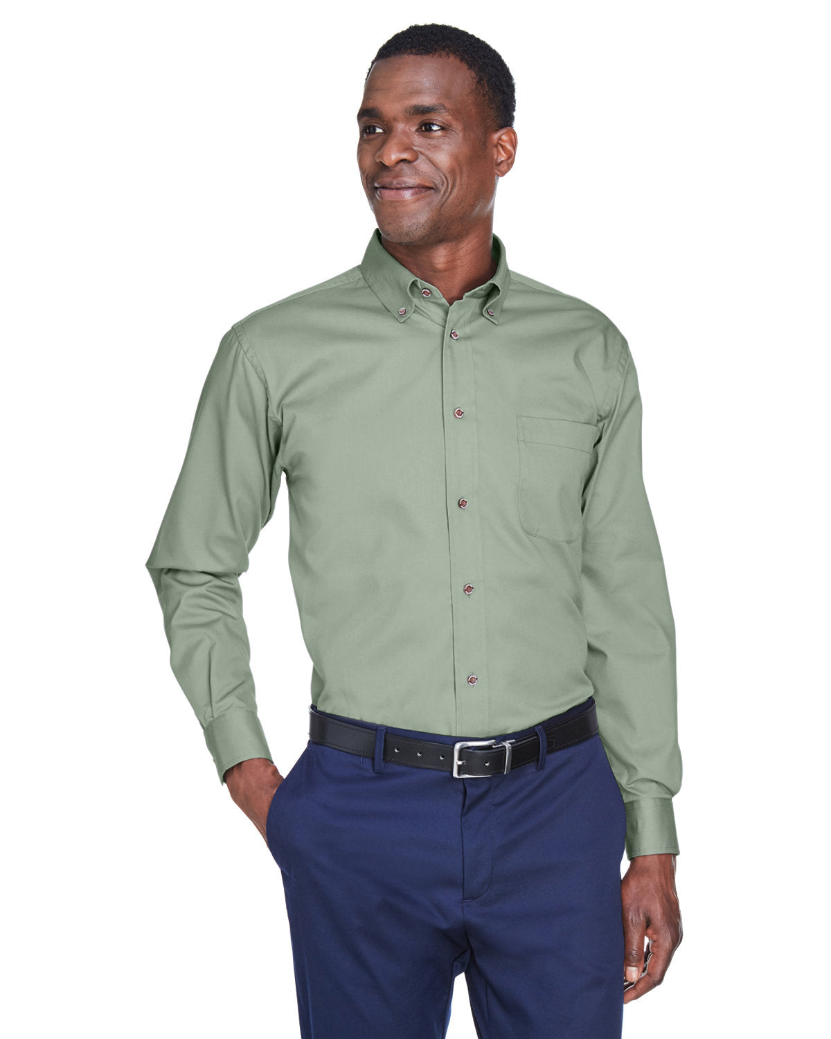 Harriton Men's Easy Blend? Long-Sleeve Twill Shirt with Stain-Release
