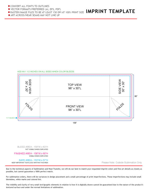 24 Hr Express Ship - Sublimated Table Cloth for 8' Table, Drape Style, 3 sided, Open Back