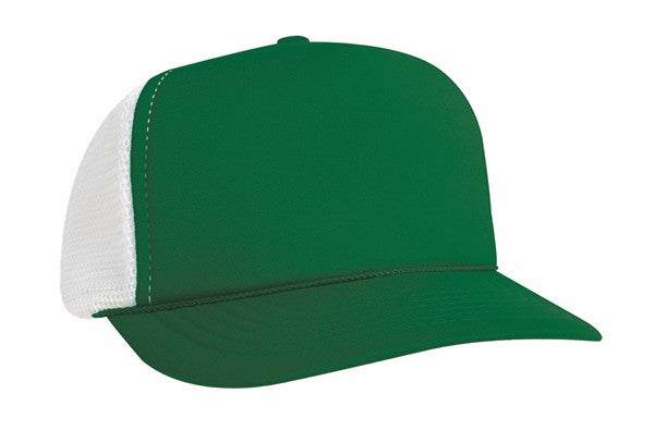 5-Panel Poly Foam Mesh Trucker Cap w/Flat Bill (2-Tone)