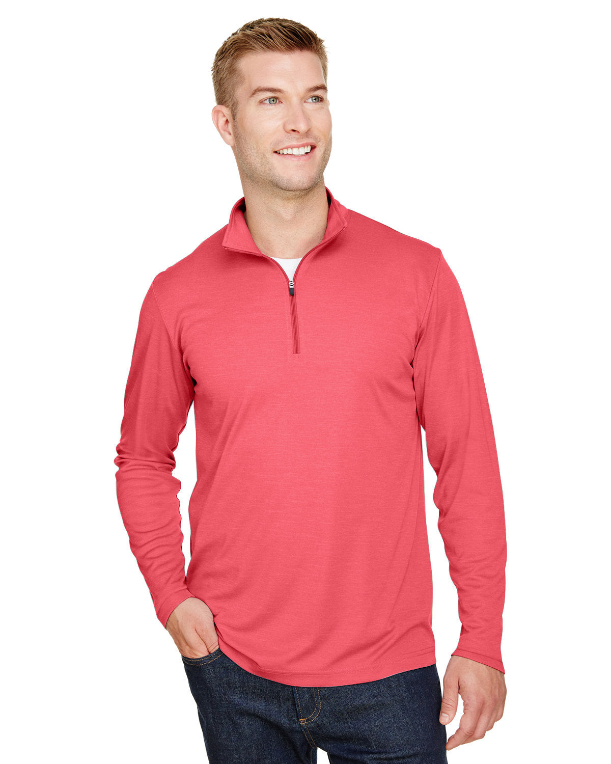000223 Team 365 Men's Zone Sonic Heather Performance Quarter-Zip