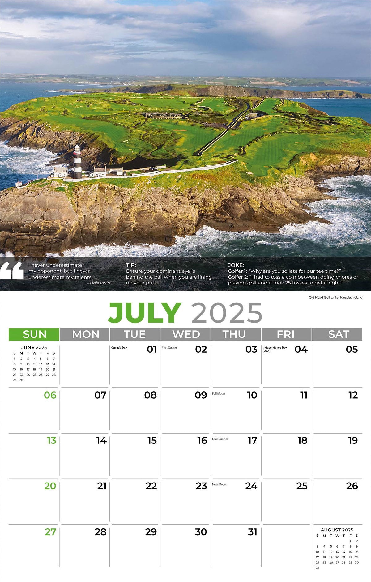 Galleria Wall Calendar 2025 Golf Tips