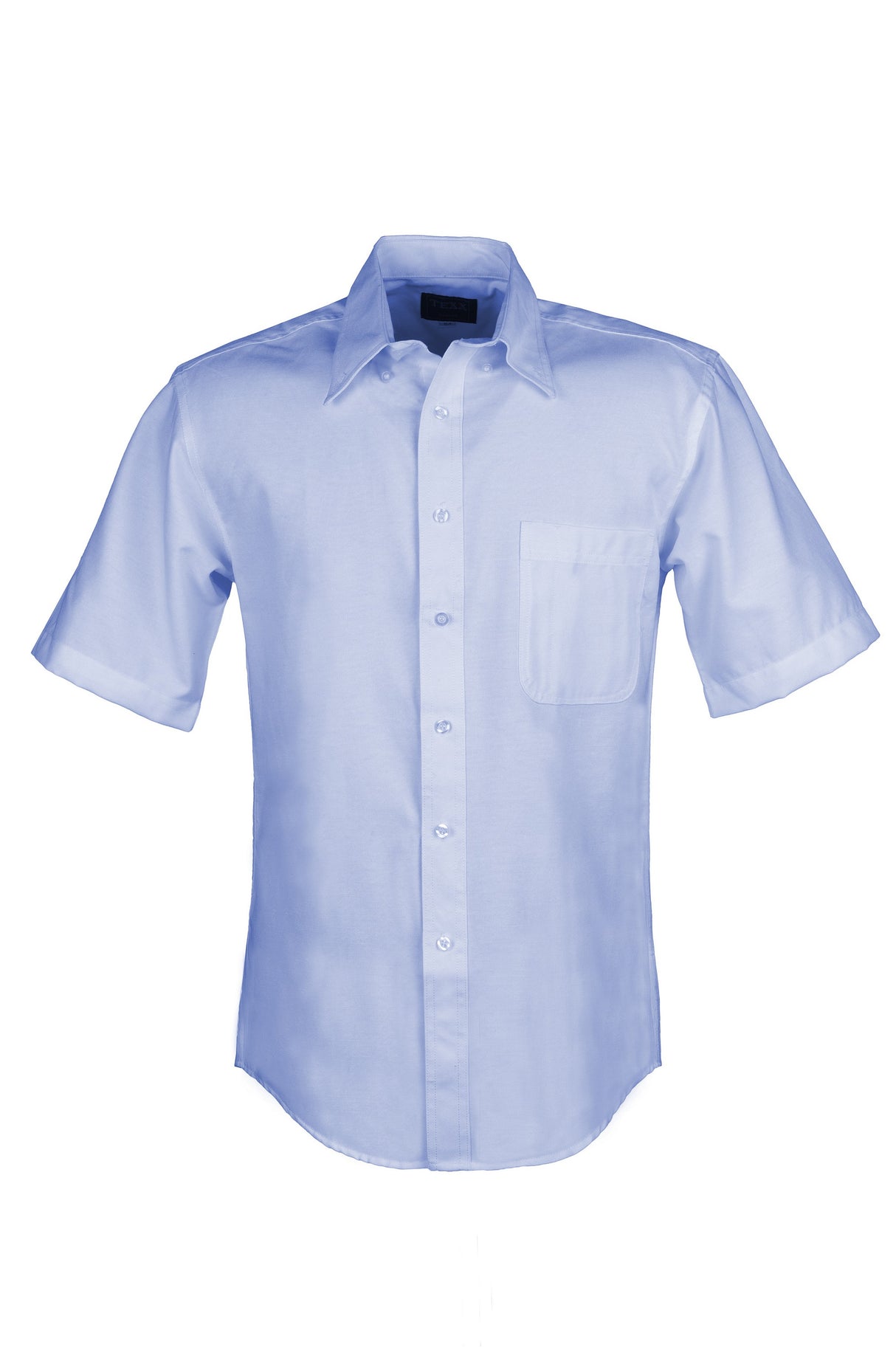Men's Cotton Blend Oxford Short Sleeve Shirt (Blue) (2XS-5XL)