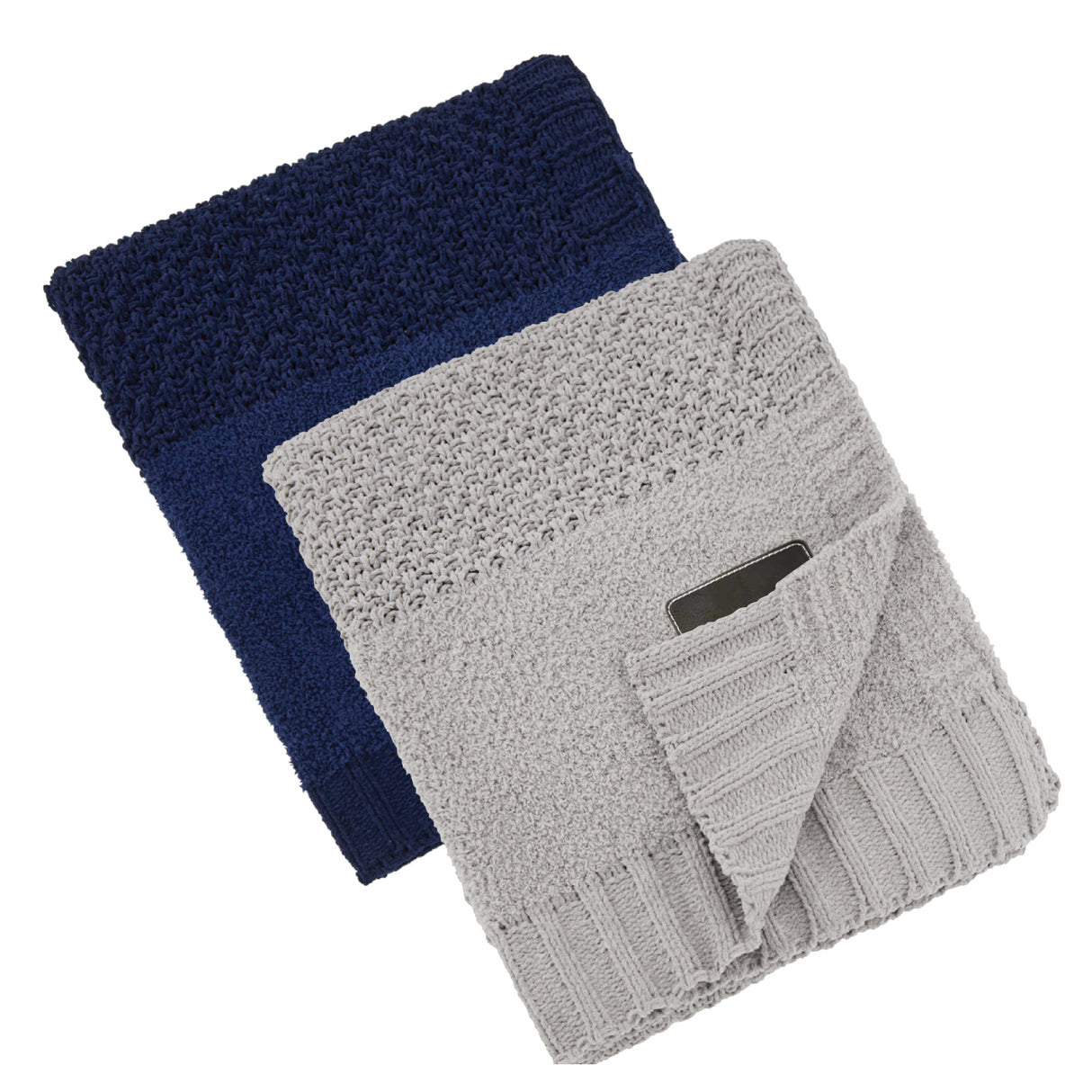 24 Hr Express Ship - Crochet Knit Blanket, 50x60, with Lasered logo patch, NO SETUP CHARGE