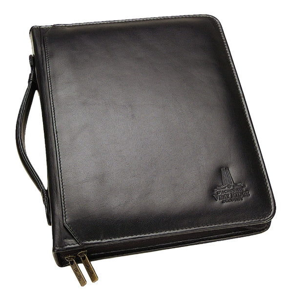 ~ ** Black Leather Zippered Organizer 11" x 13"