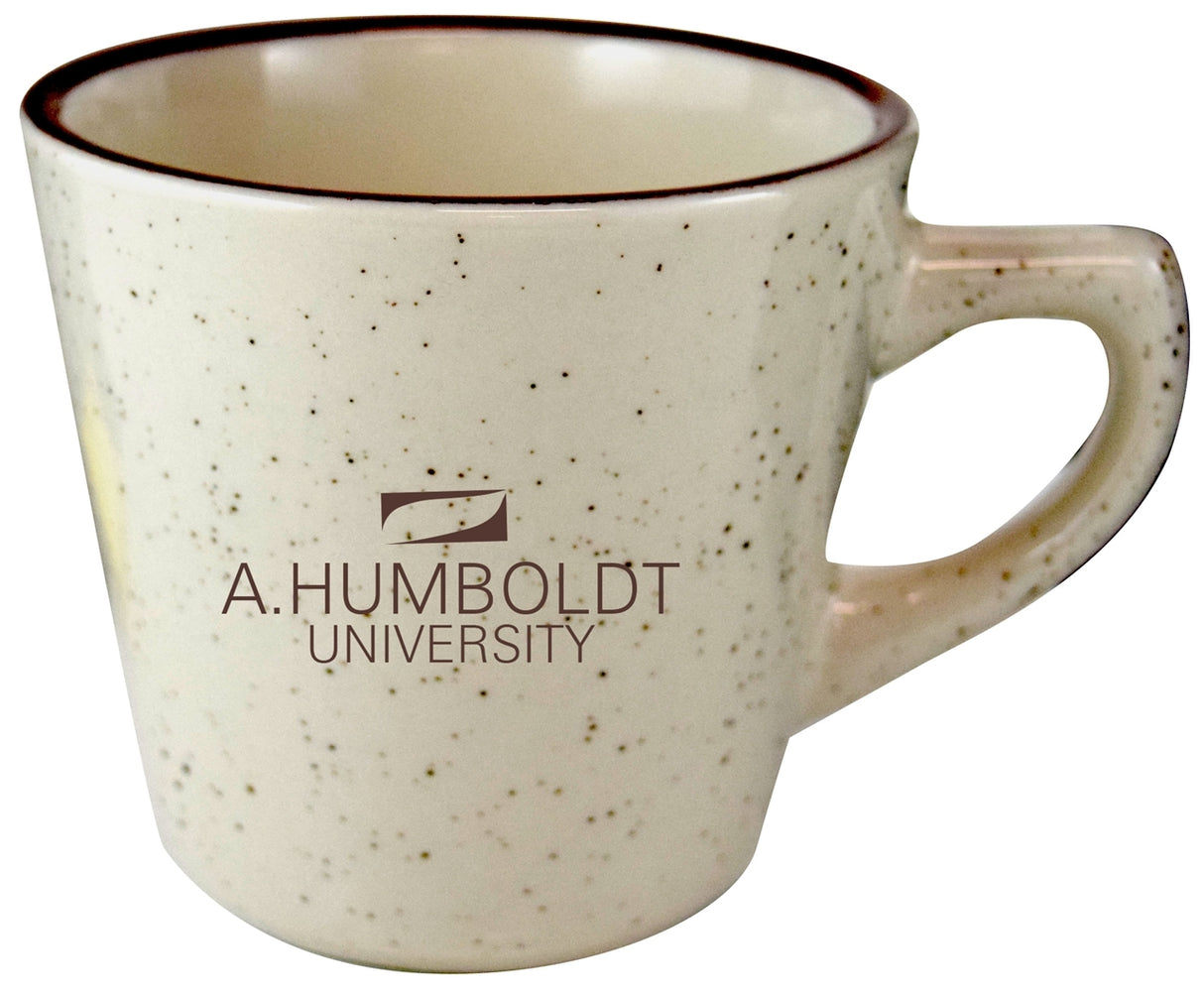 Browning 7oz cream colour vitrified ceramic mug with brown speckles and rim