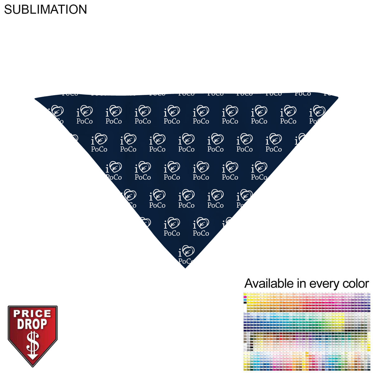 48 Hr Quick Ship - Triangle Bandana, 32x22x22, Stitched Edges, Sublimated Edge to Edge