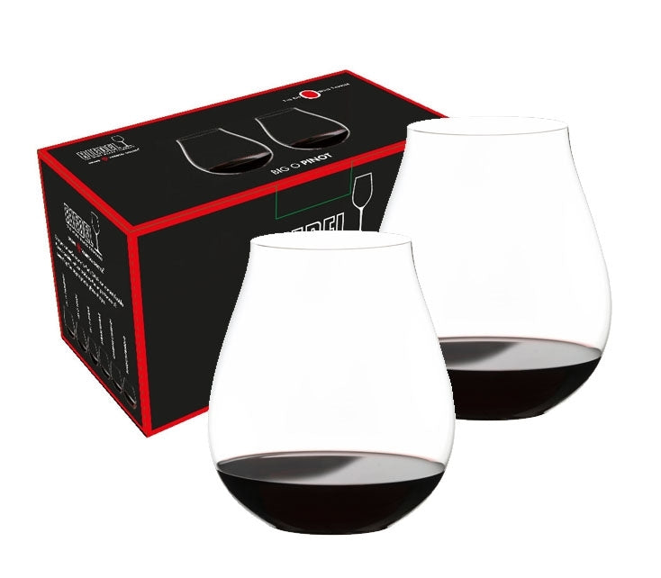 ~New World Pinot Noir, 25.75oz RIEDEL O crystal stemless wine glass S/2 in a Retail gift box (blank)