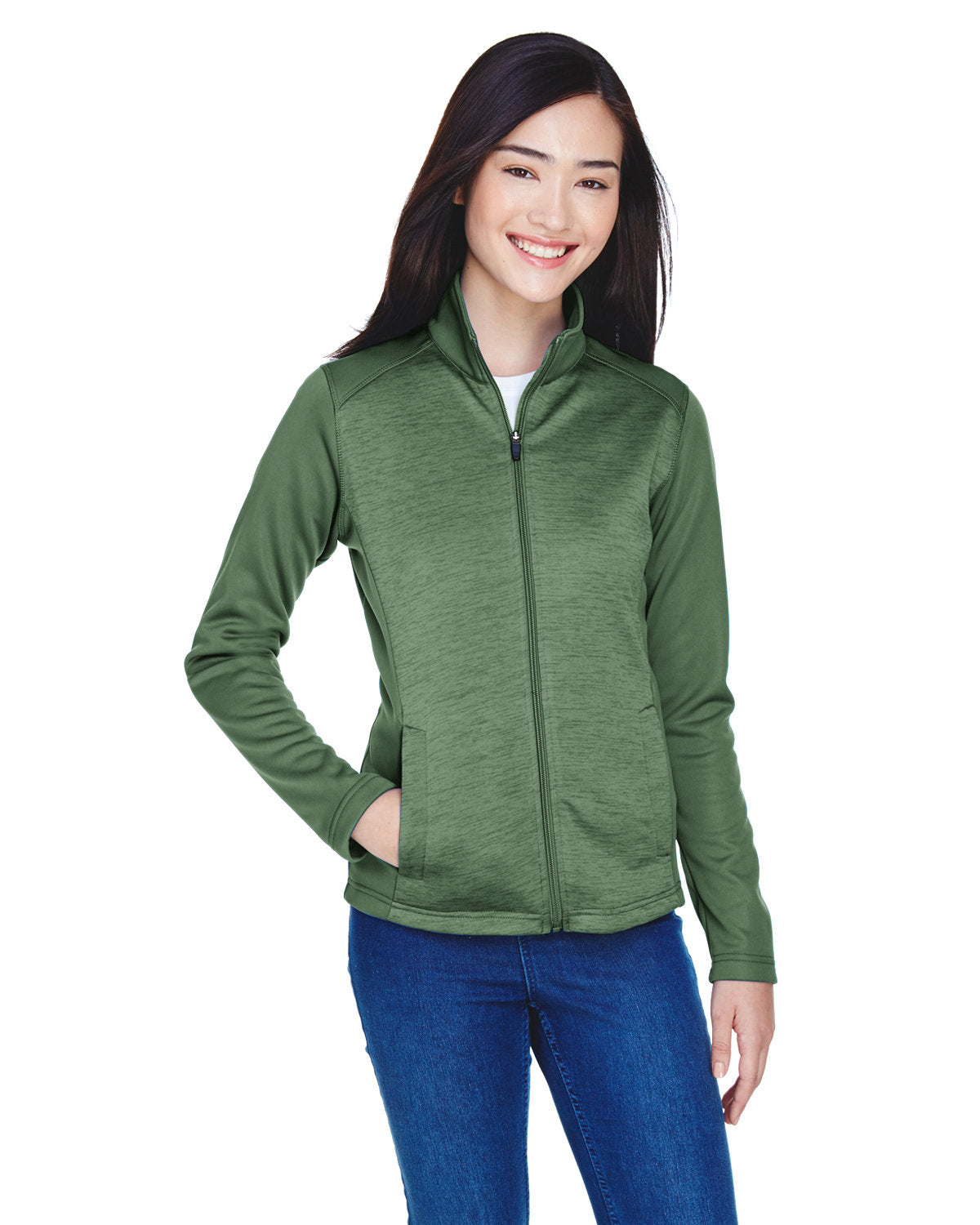 DEVON AND JONES Ladies' Newbury Colorblock Mélange Fleece Full-Zip