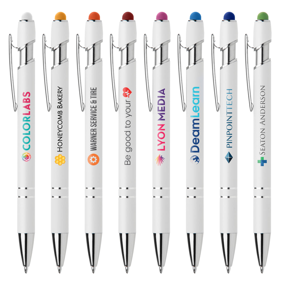 Ellipse Softy White Barrel Pen w/ Stylus - ColorJet
