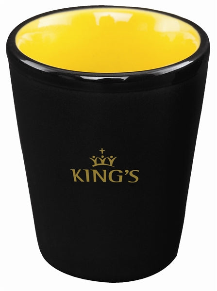 Hilo Thimble 1.5oz 2tone black/yellow ceramic shot glass