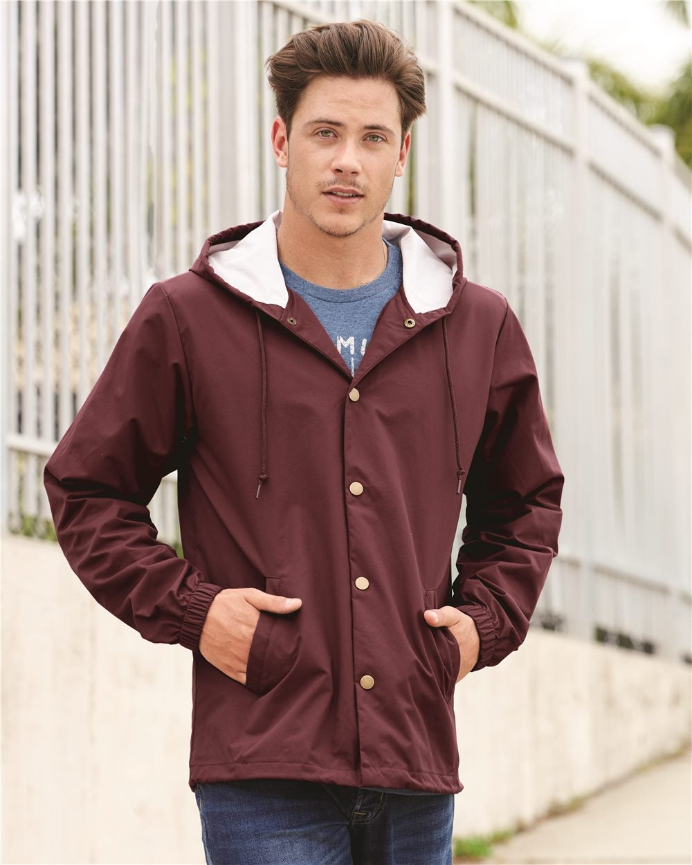 Independent Trading Co. Water Resistant Hooded Windbreaker Jacket