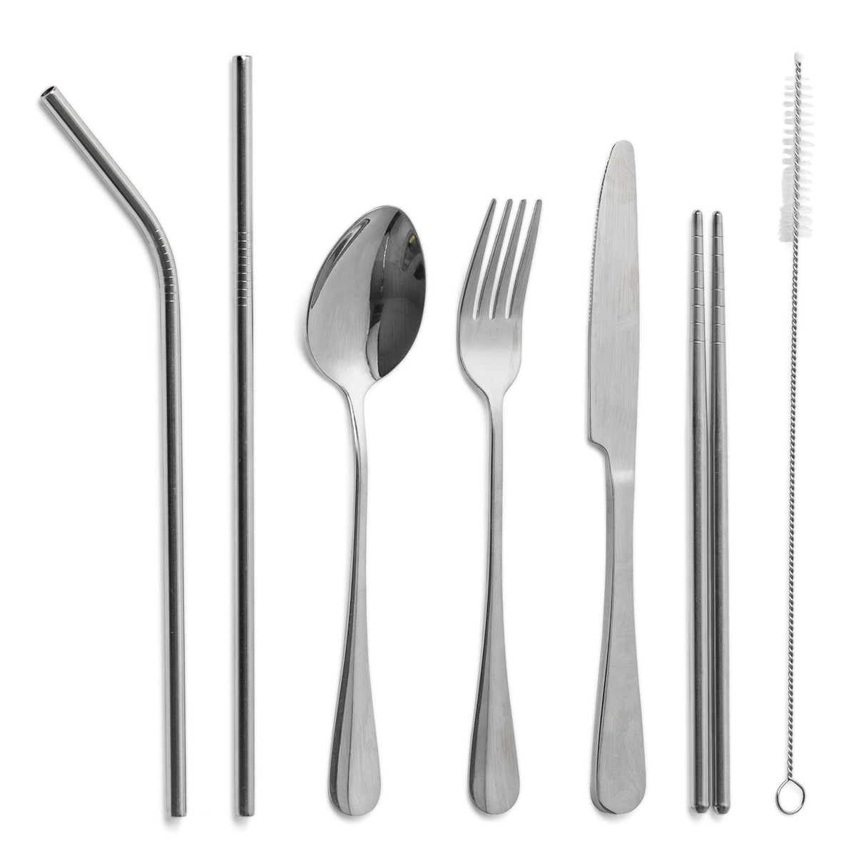 Personal Cutlery Set of 8, Stainless Steel with Biodegradable Case