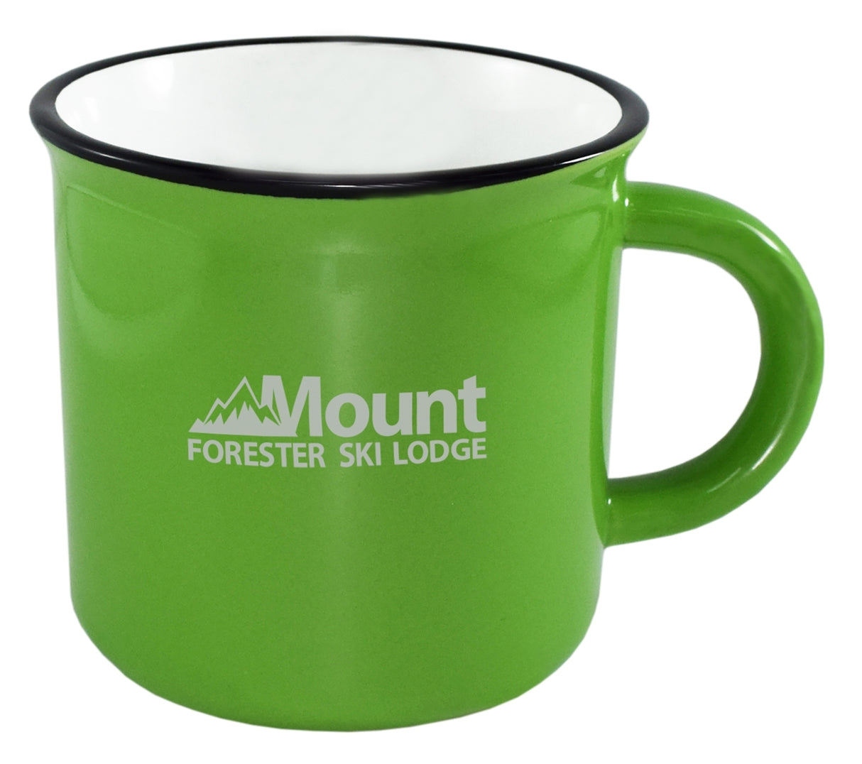 Fireside 16oz green/white mug with black trim in a Ripple gift box