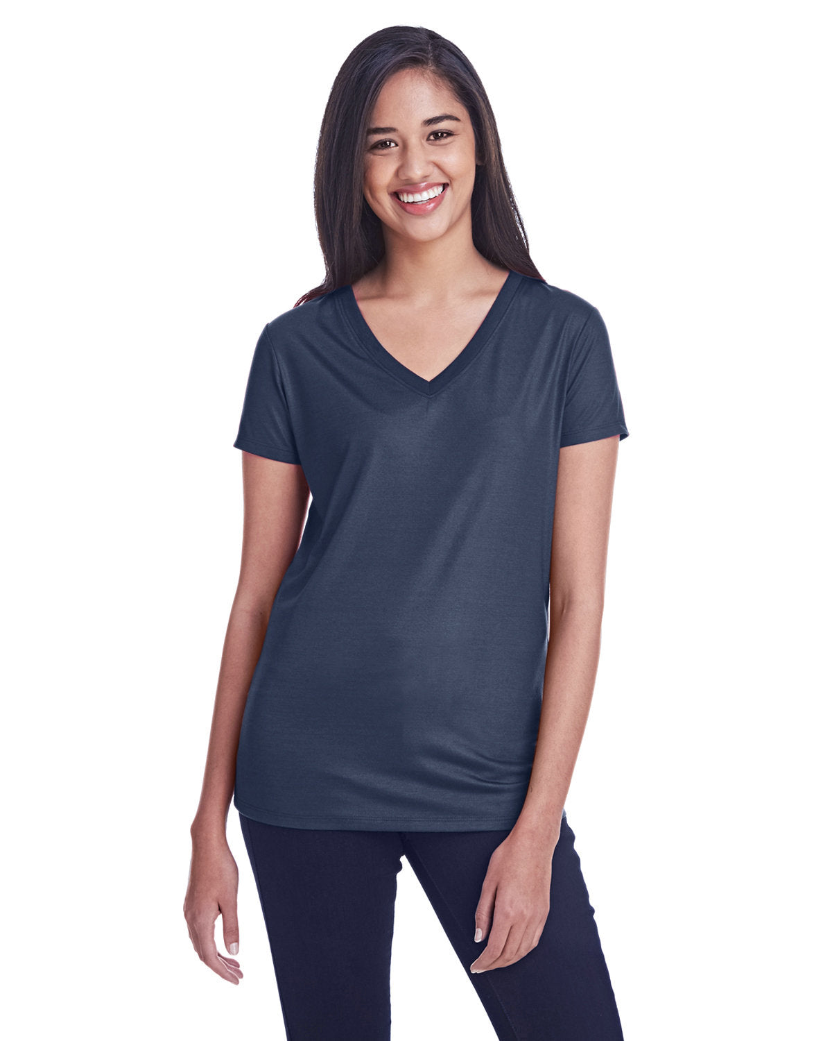 THREADFAST Ladies' Liquid Jersey V-Neck T-Shirt