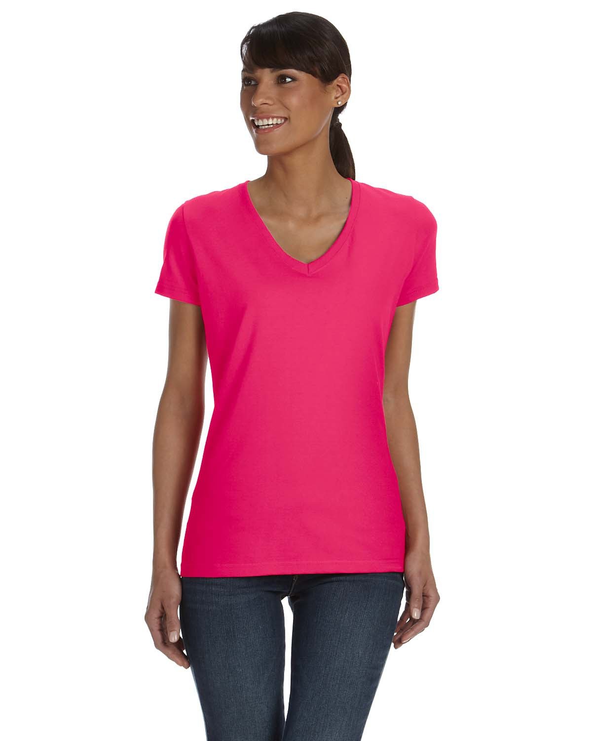 000525 Fruit of the Loom Ladies' HD Cotton? V-Neck T-Shirt