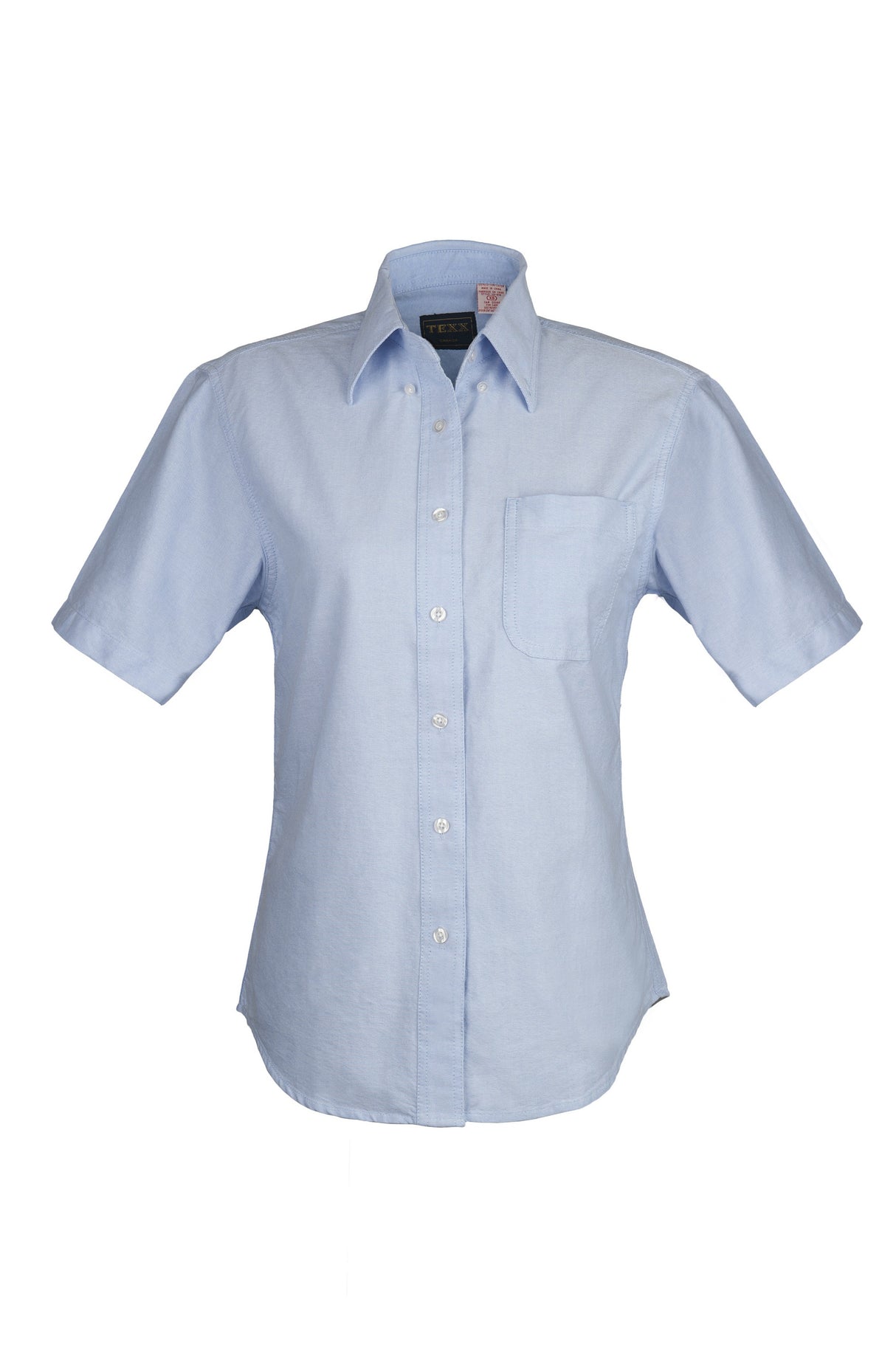 Ladies 100% Cotton Oxford Short Sleeve Shirt (Blue) (XS-2XL)