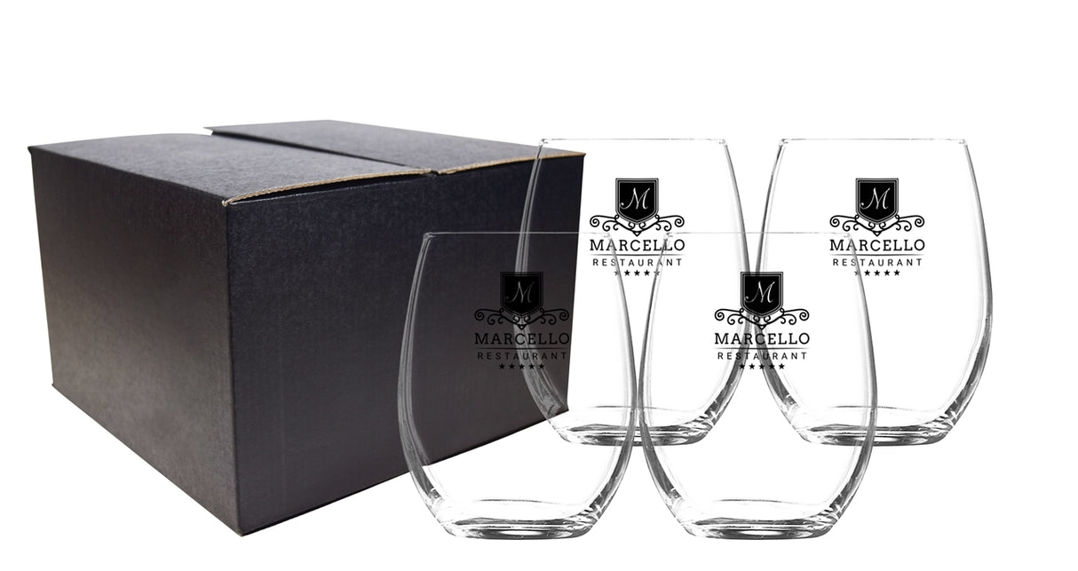 ~Veranda 15oz stemless wine S/4 in a Midnight box