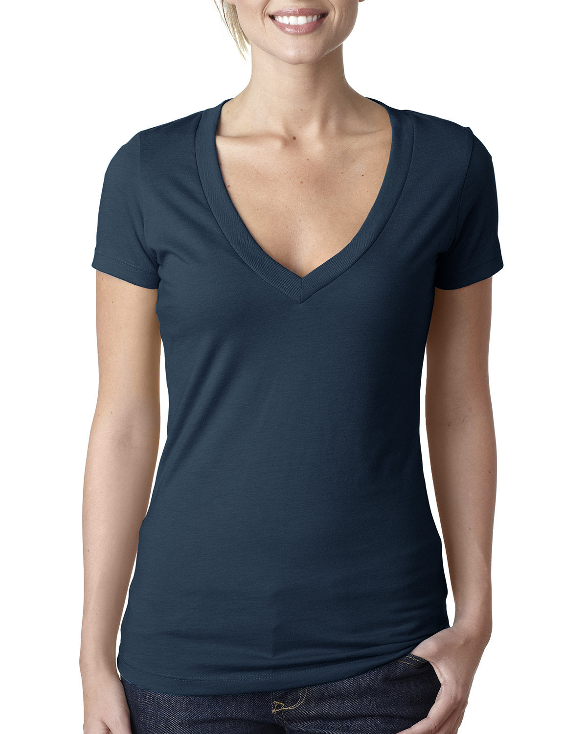NEXT LEVEL APPAREL Ladies' CVC Deep V-Neck T-Shirt