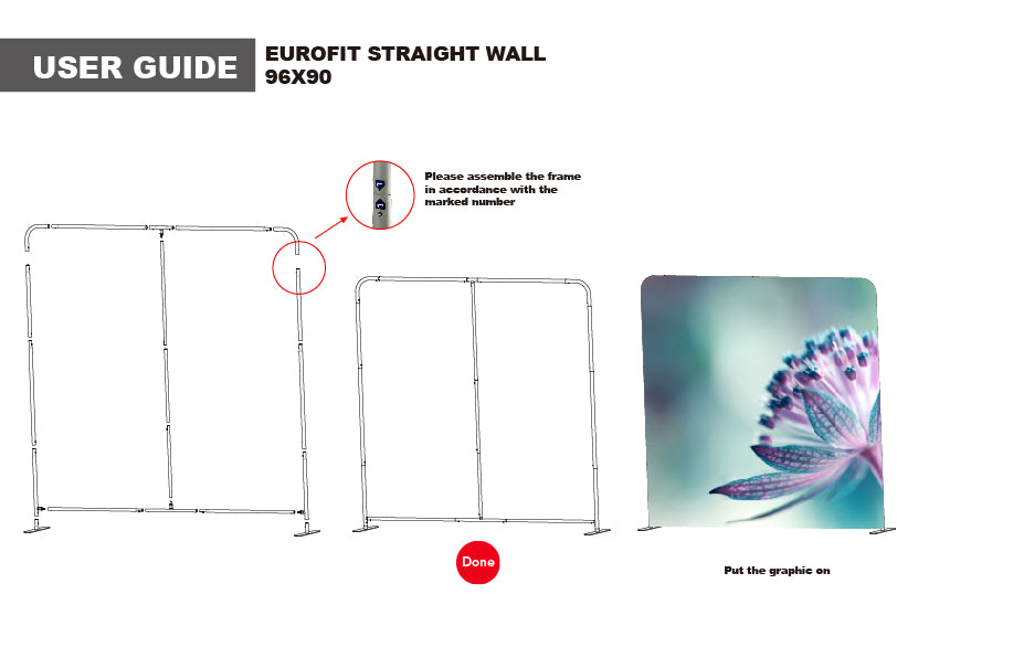 Product Branding 8'W x 8'H EuroFit Straight Wall Display Kit, with Full Color Graphics Double Sided
