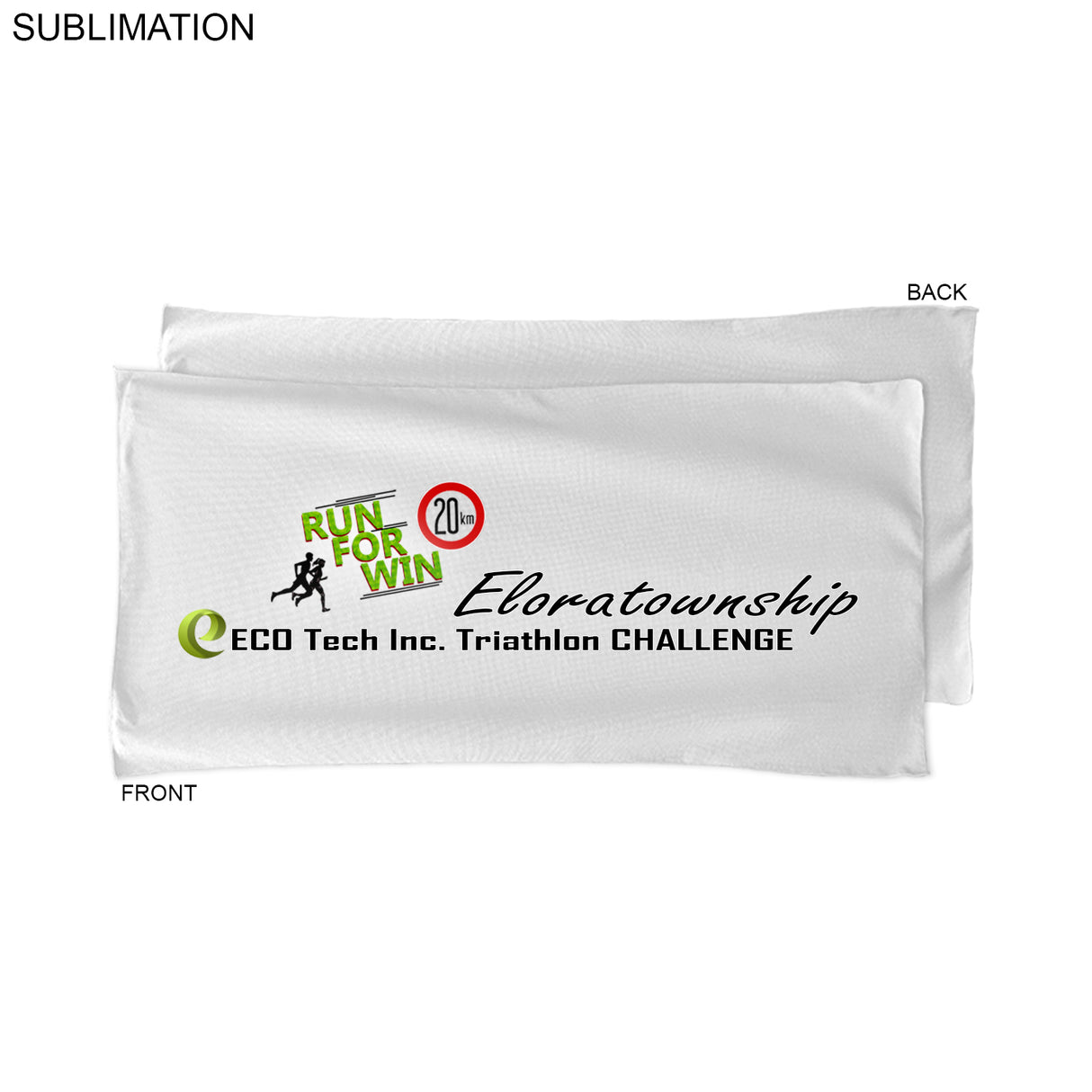 Absorbent Microfiber Dri-Lite Terry White Marathon Towel, 22x44, Sublimated Full color Logo