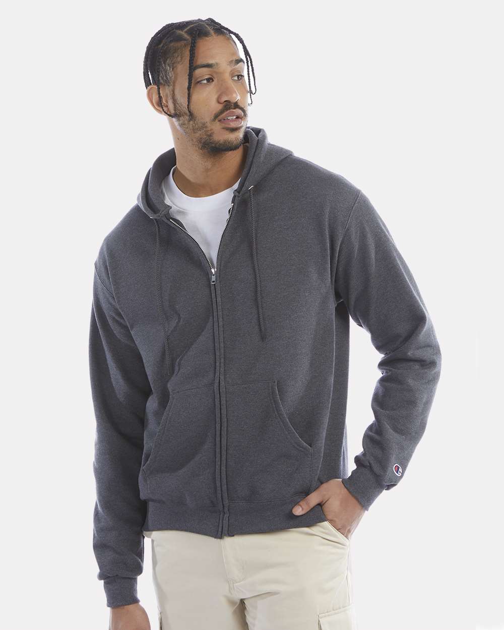 000114 Champion Powerblend Full-Zip Hooded Sweatshirt