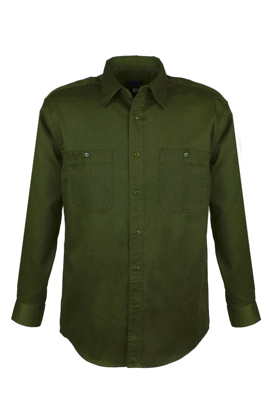 Men's Cotton Blend Twill Long Sleeve Shirts (GREEN) (XS-5XL)