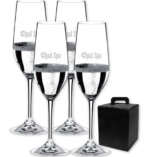 ~ Overture Champagne 9-1/8oz RIEDEL Crystal Set of 4 in Noir Gift box