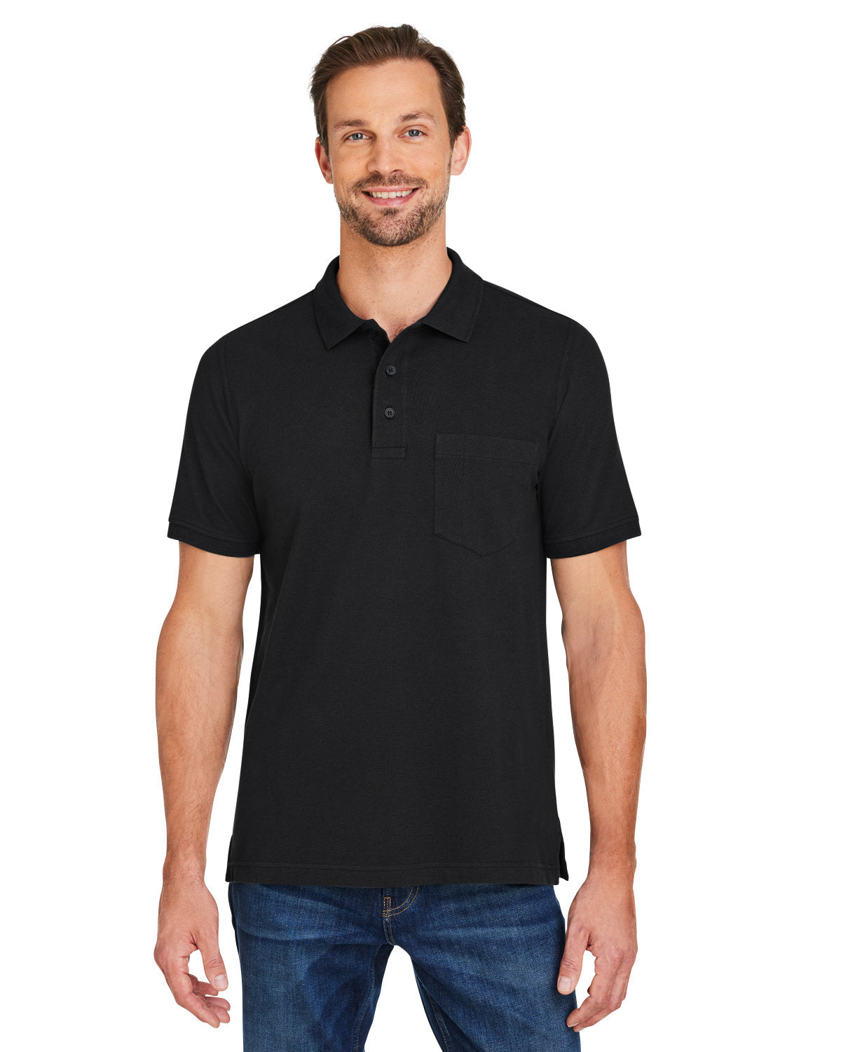 Harriton Men's Valiant Cotton Snag Protect Pocket Polo