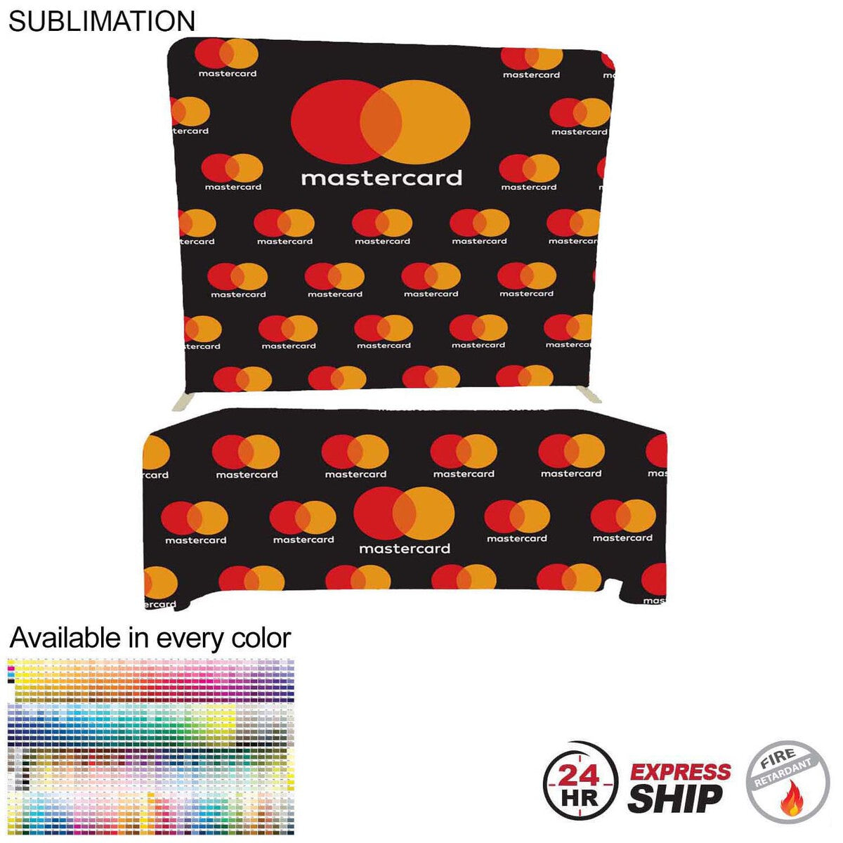 24 Hr Express Ship- Tradeshow Booth Package Supreme, 8' EuroFit Display and 6' Sublimated Tablecloth