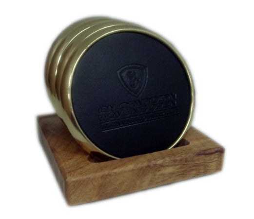 S/4 stand up gold coaster with oak holder