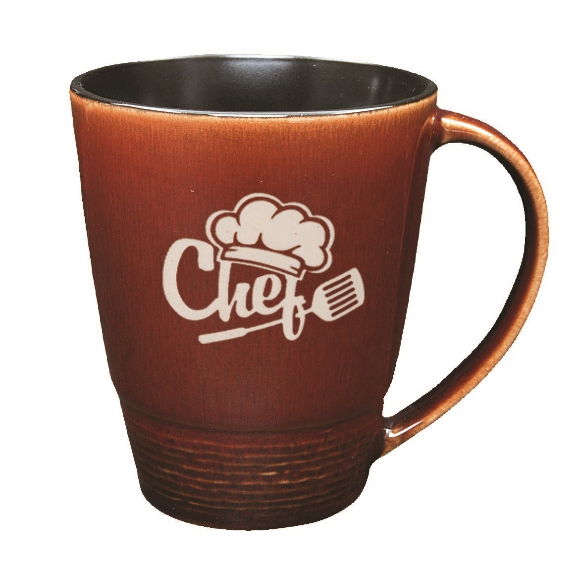 Chambray 14oz 2tone brown/black mug - Etched